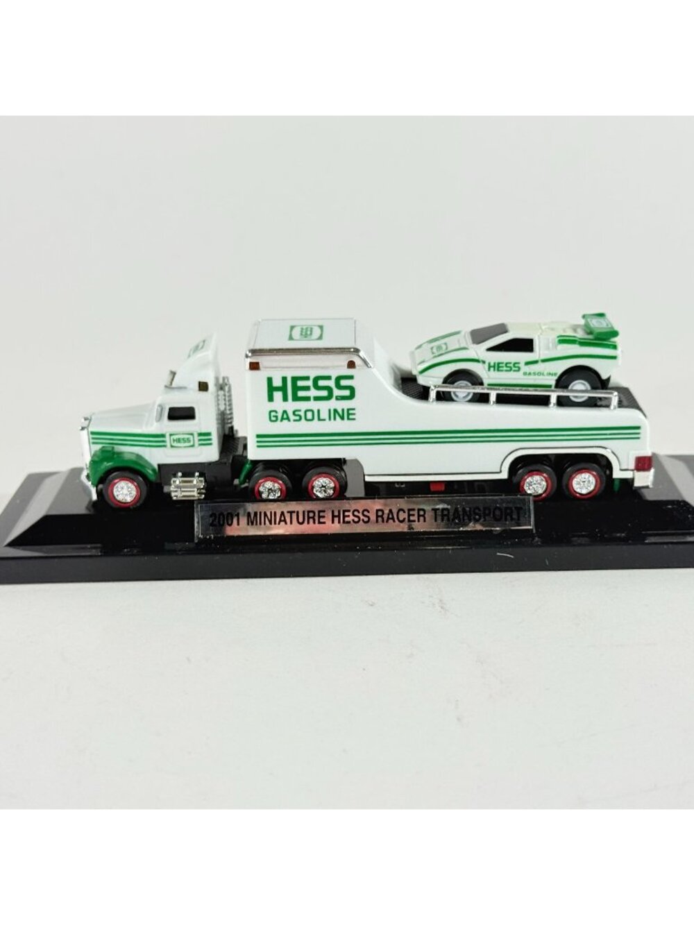 Vintage Hess 2001 Miniature Racer Transport Truck & Car Original Box Display